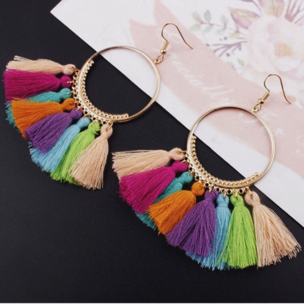 ✨SALE✨ Gold Hoop Tassel Earrings!
